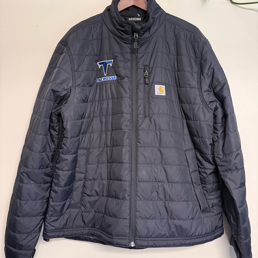 Carhartt Men’s‎ Gilliam Black Quilted Zip Jacket with Lacrosse Patch size Large
